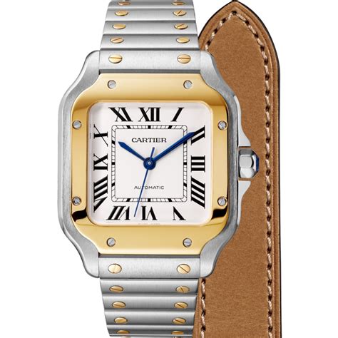 cartier santos medium gold steel|cartier santos watches for sale.